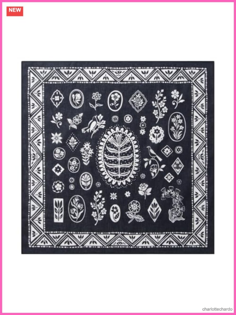 22x22 Cotton Bandana Floral Headband Neck Scarf Multi-Purpose